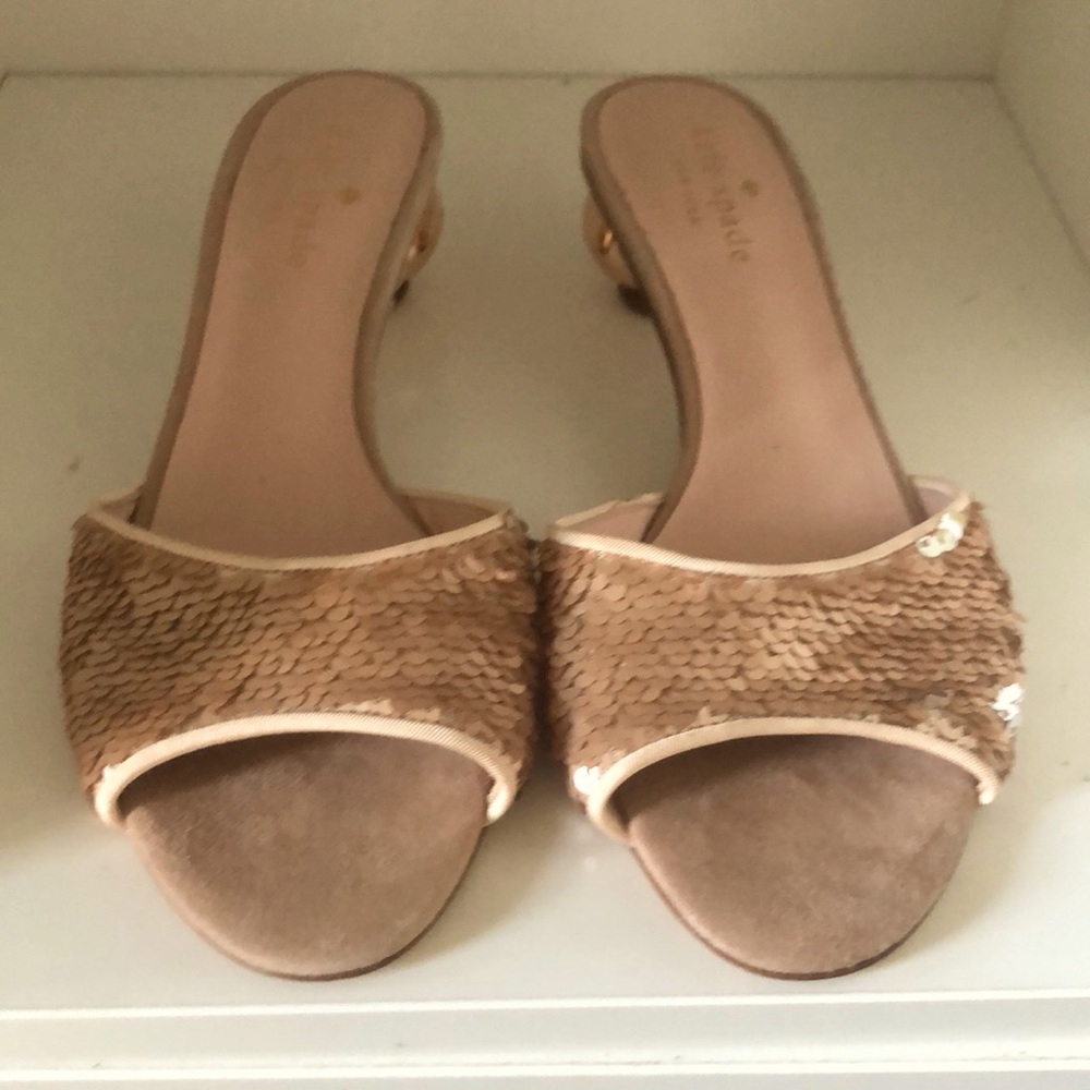 Kate Spade Kitten Heel Sequin Blush Slip-ons